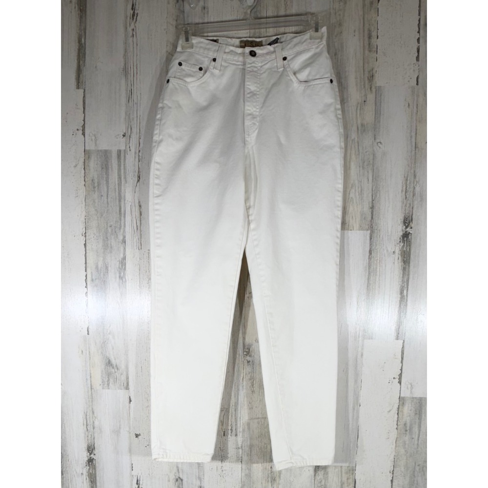 Express EXP Vintage 90s High Rise Jeans 11/12 (27x30) Cream‎ Cotton Tapered USA